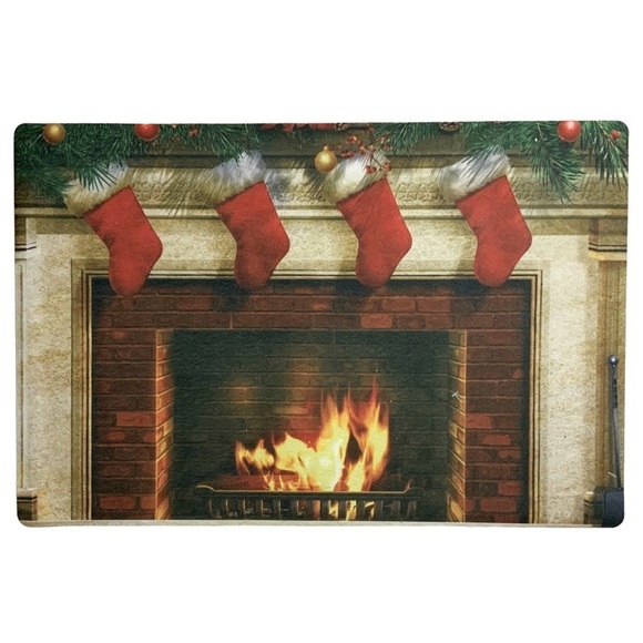 Holiday Doormat Fireplace Christmas Stockings Rectangle 16 X 24 In Multicolor - Picture 1 of 12